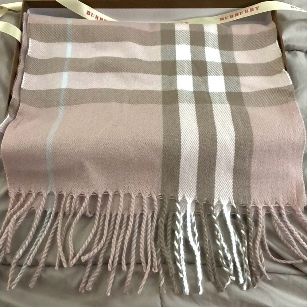 Burberry Blush and Taupe Check Scarf - Picture 3 of 7